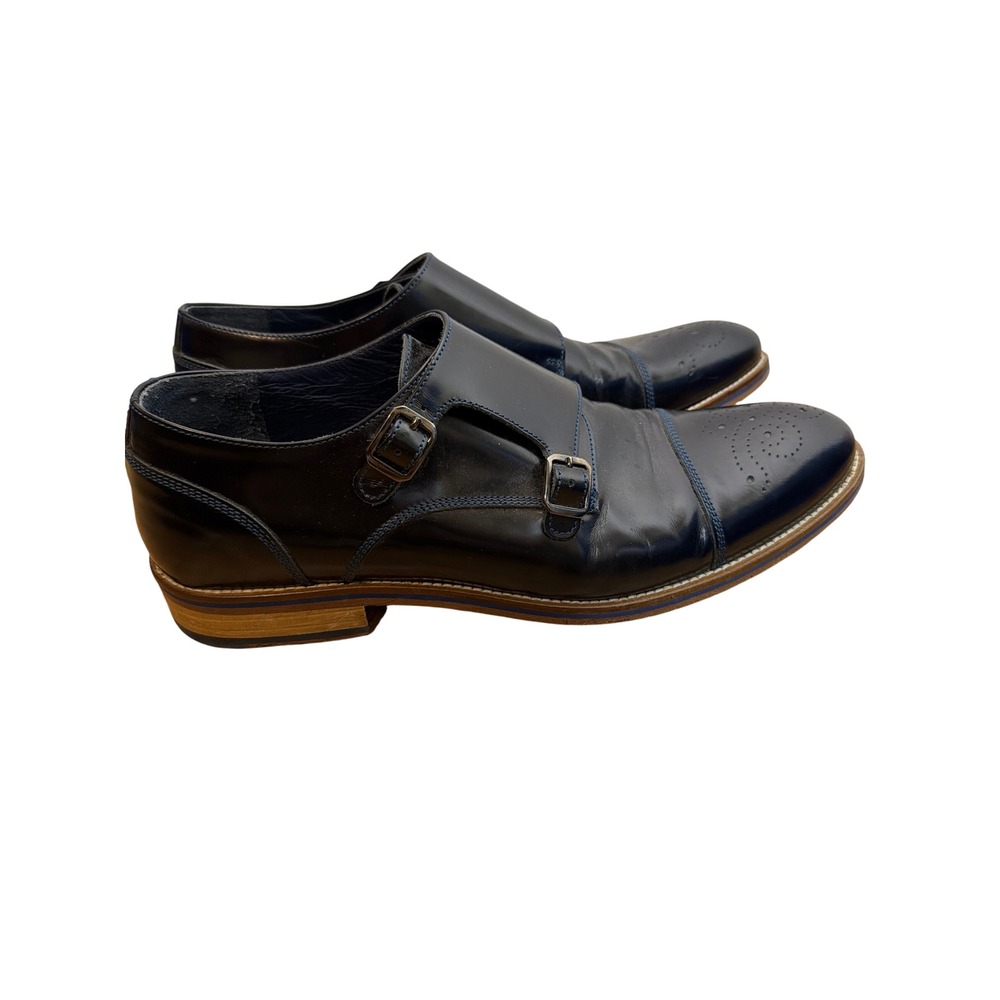 Johnston & Murphy Italy Black Leather Double Monk Strap Shoes 9.5 M 24-0907